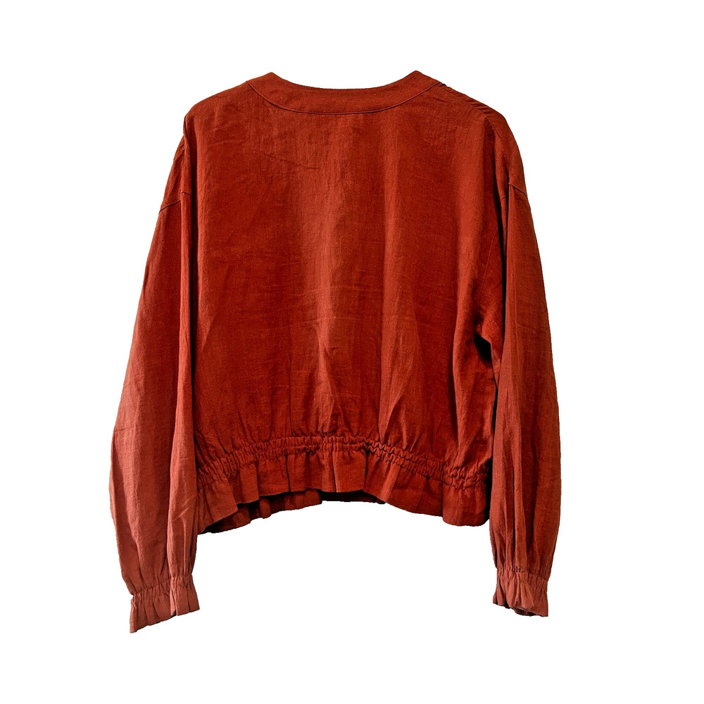 Womens Utility Bomber linen blend terracotta transitional Jacket Shacket XXL - Picture 3 of 8